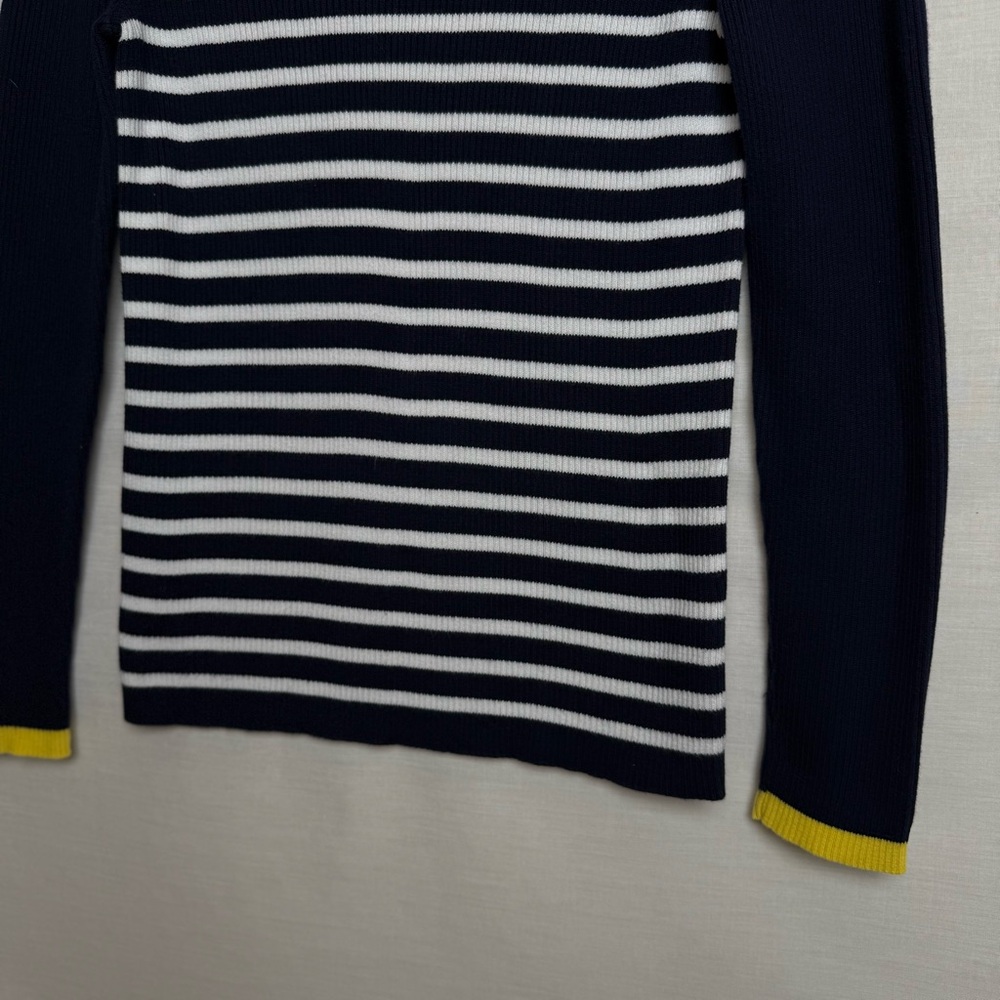 Lauren Ralph Lauren Navy Striped Cotton Sweater L | Nautical Stripe Knit - Picture 2 of 8